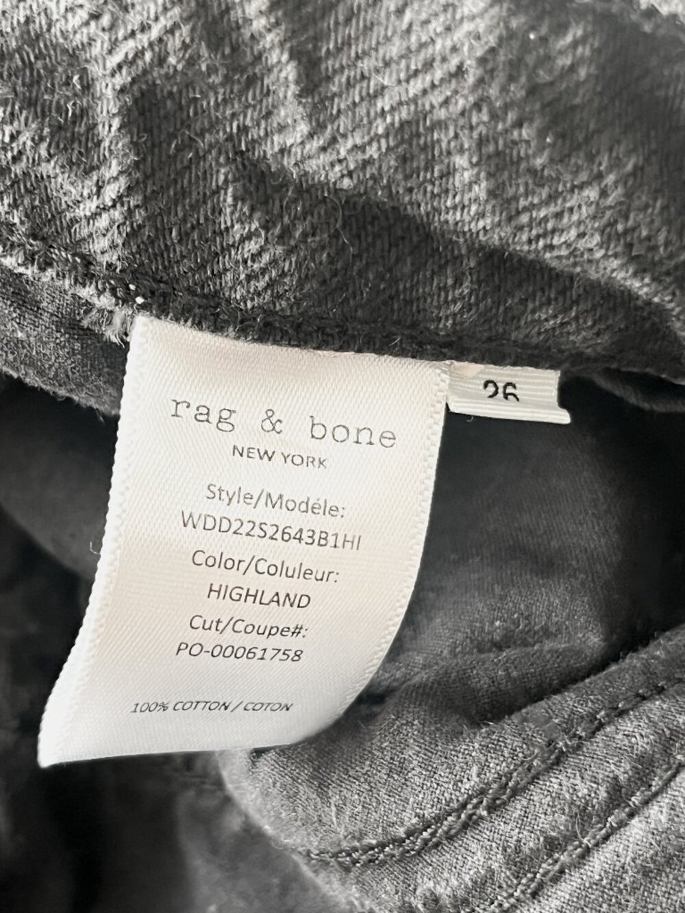Rag & Bone Dre Low Rise Slim Boyfriend Jeans Black Highland Raw Hem 26 - Picture 8 of 8